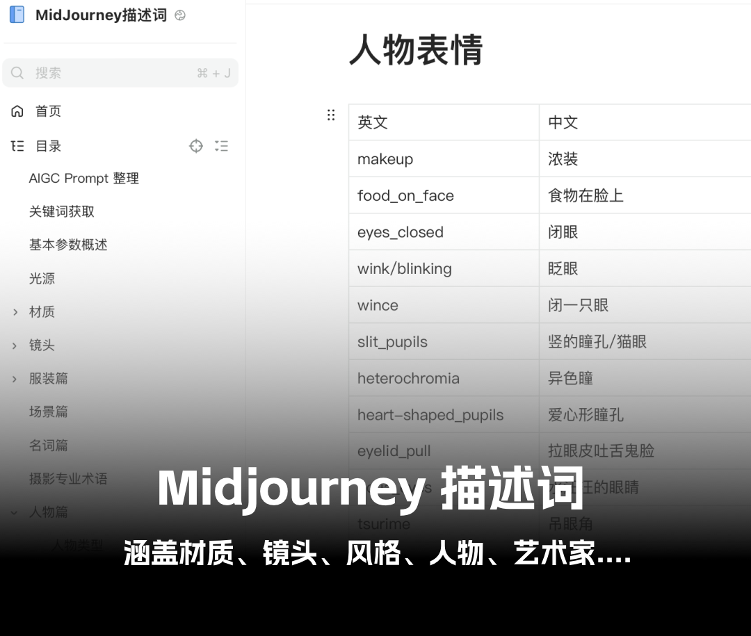 Midjourney描述词_sku描述词_ai形象描述词